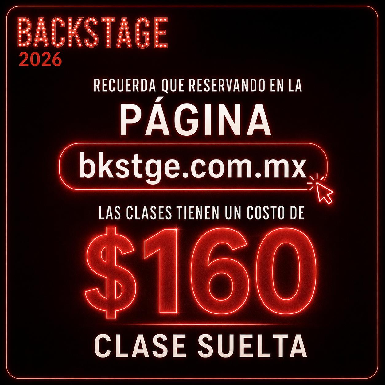 Reservando por la web $160 clase suelta